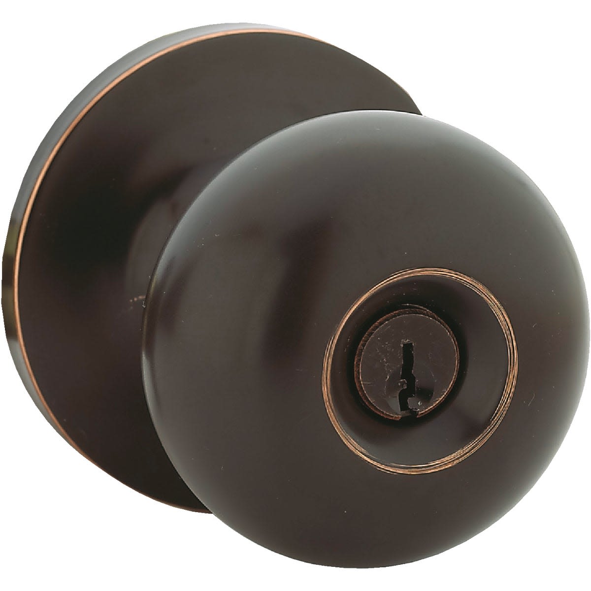 Oil rubbed bronze half round entry door knob with keyed lock for exterior doors in door hardware collection under $50
