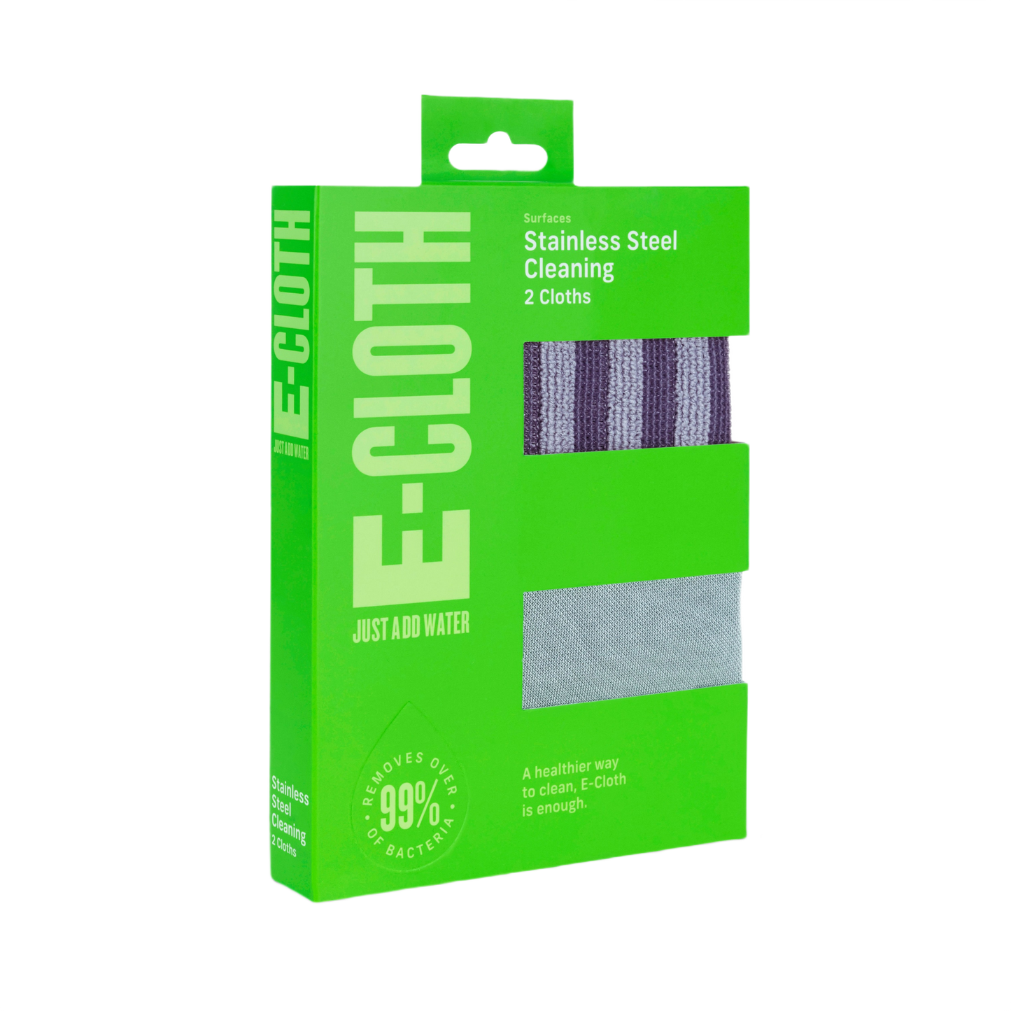 Green packaging of E-Cloth pack with two stainless steel cleaning cloths in Cleaning Supplies and Tools collections
