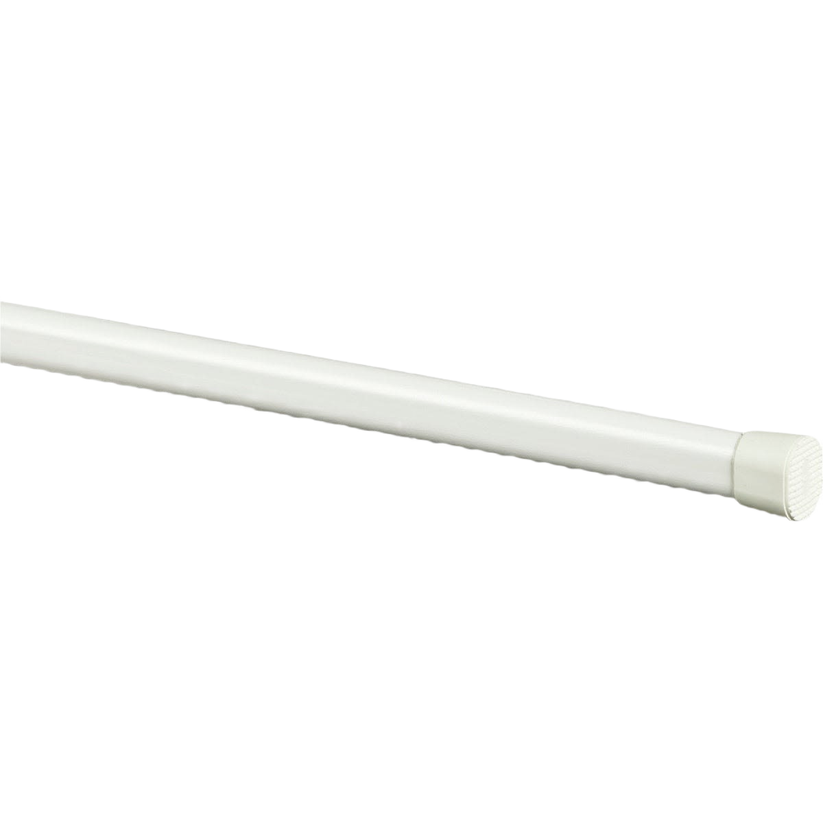 White oval spring tension rod adjustable from 48 to 84 inches for versatile home improvement use