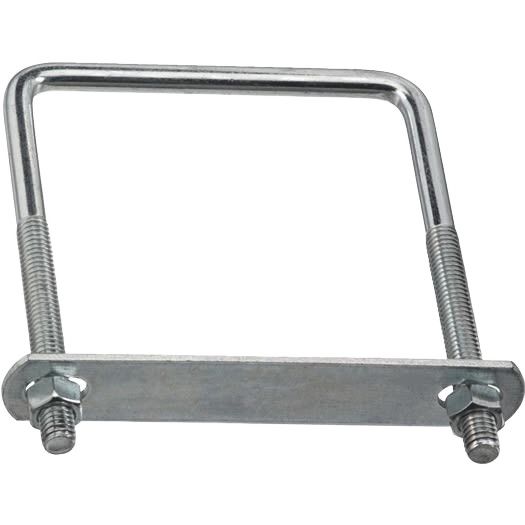 Square zinc-plated U bolt with mounting plate and nuts for fastening in hardware and fasteners collections under $50