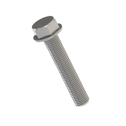 Hexagonal flanged head metal screw with threaded shank for use in tools and home improvement projects