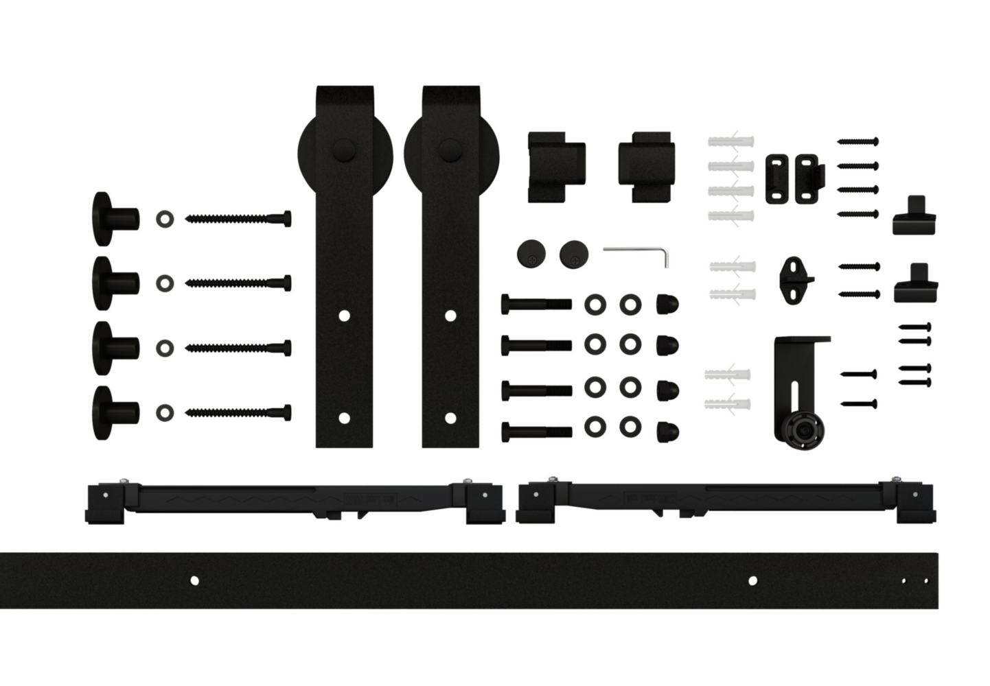 Matte black designer barn door hardware kit with soft-close system for home improvement in Door Knobs & Hardware collection