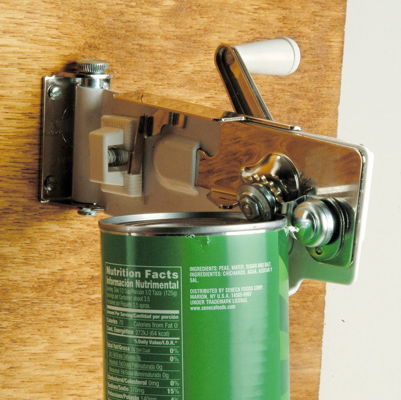 Wall-mounted swing-away magnetic can opener with gear-driven cutter for kitchenware and home tools under fifty dollars