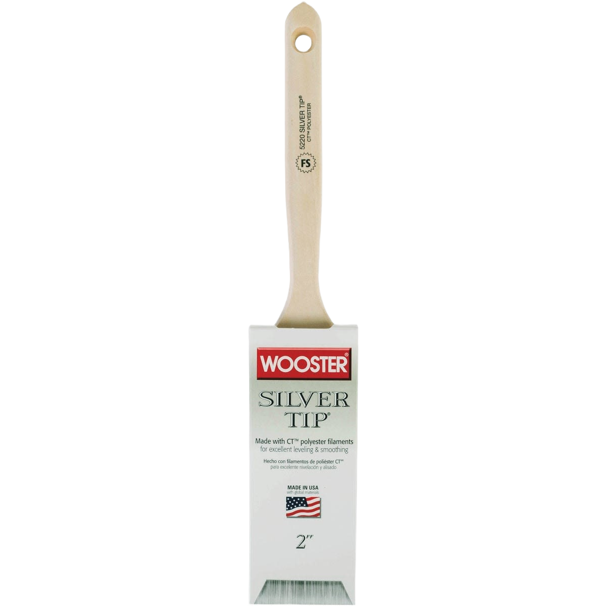 2-inch Wooster Silver Tip flat sash brush with soft polyester bristles for smooth paint application in home improvement tools