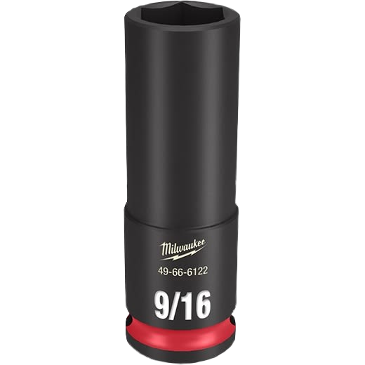 Black impact socket with clear size marking and red accent for hand tools and Milwaukee woodworking tools collections