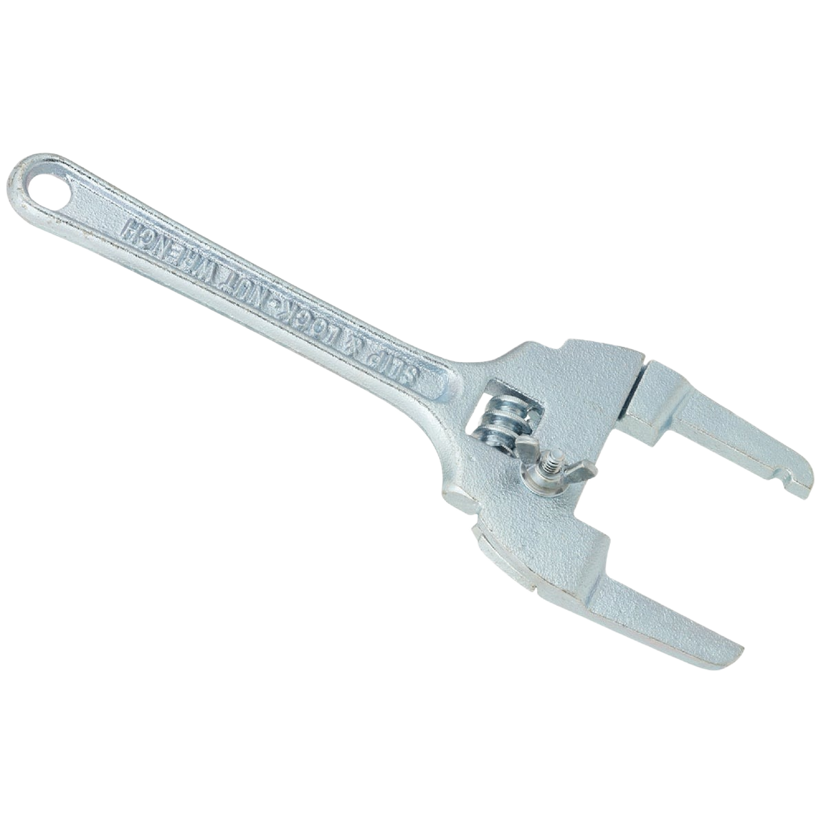 Cadmium-plated adjustable slip and lock nut wrench with ergonomic handle for home improvement tasks