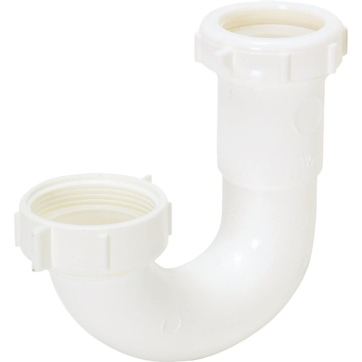 White plastic J-bend sink trap with slip-joint wing nut for plumbing repair and home improvement under $50 collections