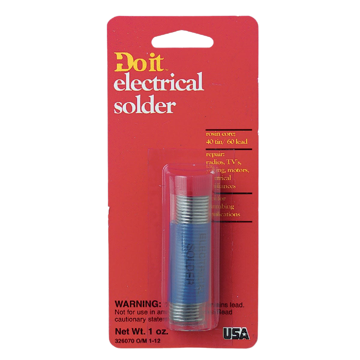 1 oz spool of electrical solder with 40% tin and 60% lead for home improvement and repair tasks
