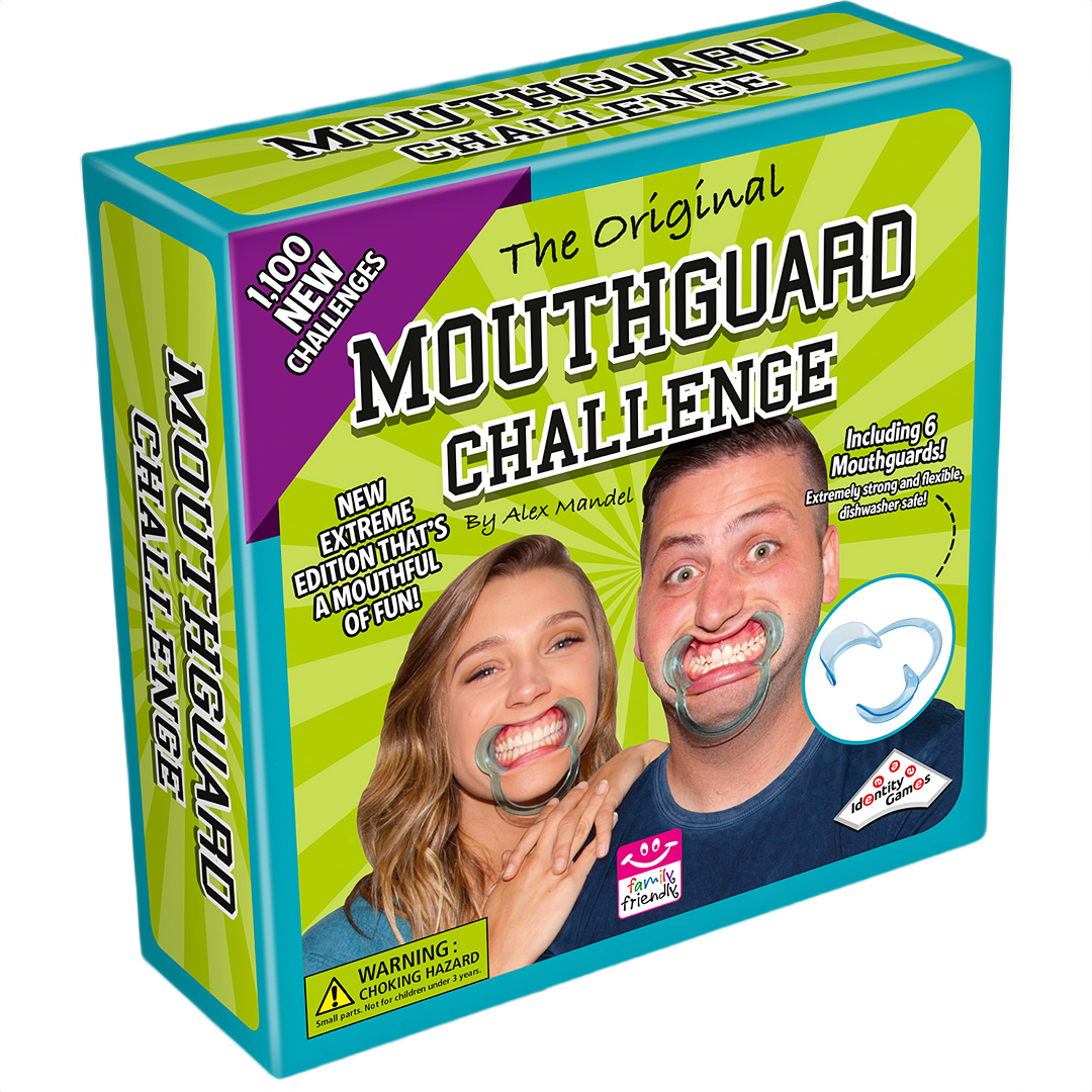 Colorful box of challenge game with mouthguards and fun tasks for players in Toys & Games and Board Games collections under $50