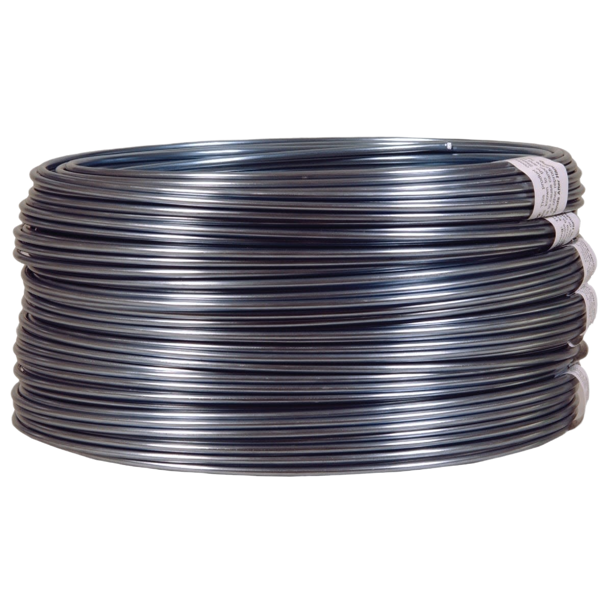 Coiled 9-gauge aluminum rope with a smooth metallic finish for hardware and home improvement applications