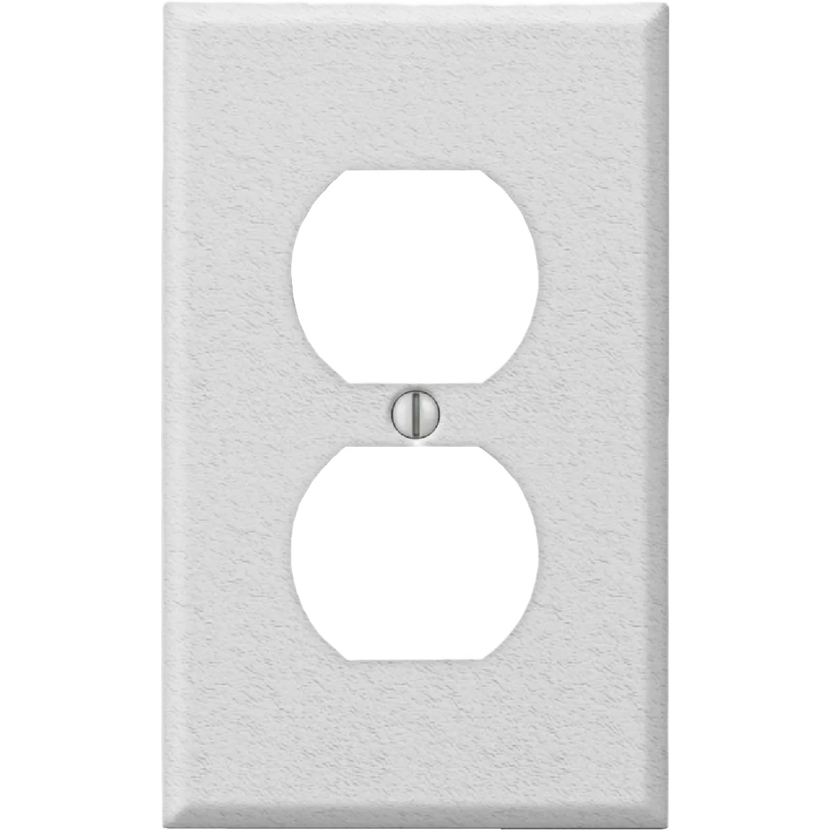 White wrinkle finish stamped steel outlet wall plate for electrical and home improvement projects under $50 collection