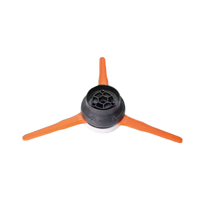 Orange three-blade mowing head with durable thermoplastic blades for power tool accessories in home improvement collections