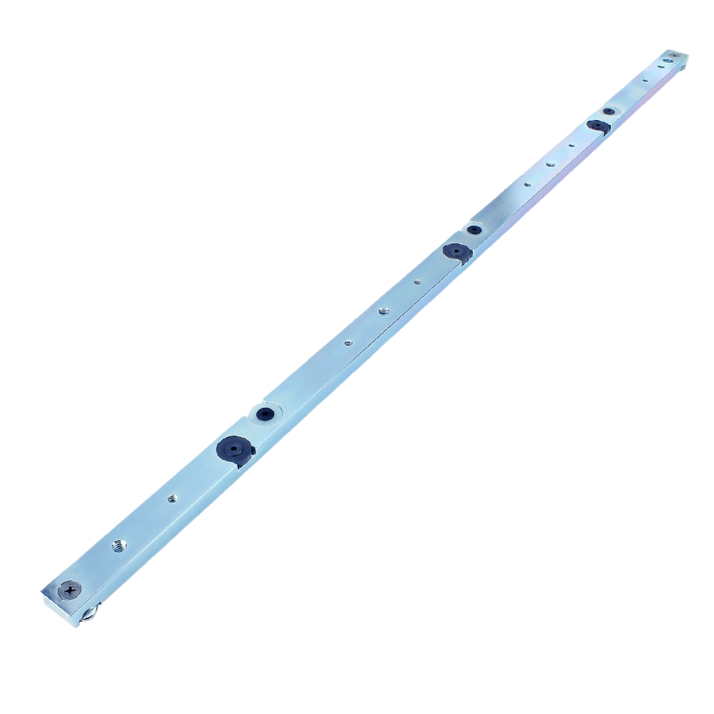 Steel miter slider rail with mounting holes for use in power tool accessories and saw blade setups under $100.