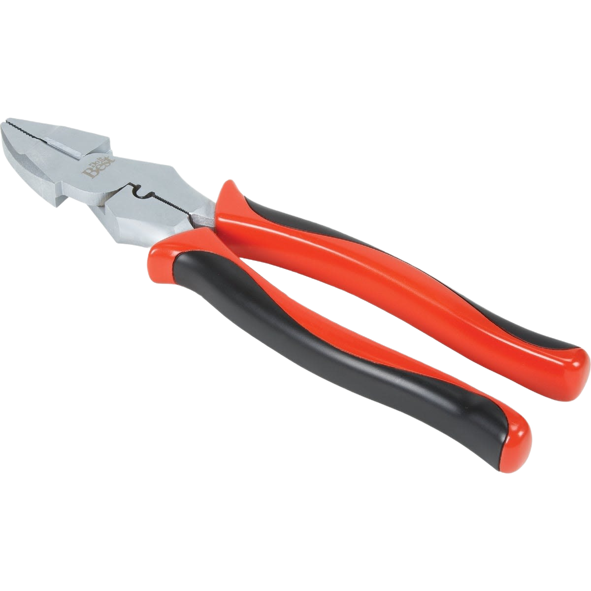 9-inch linesman pliers with crimper and ergonomic red and black handles for tools and home improvement tasks