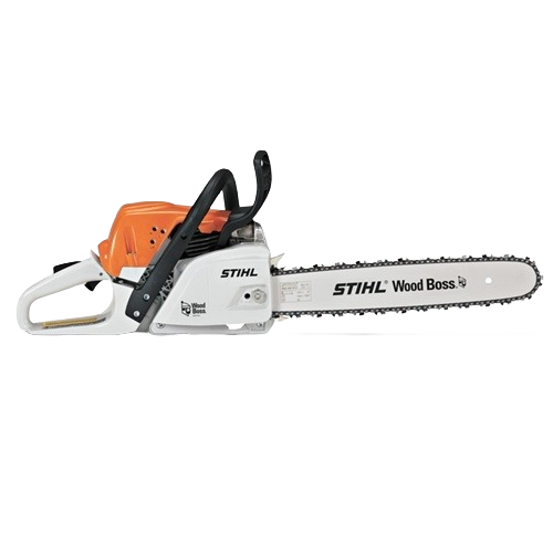 18-inch STIHL Wood Boss chainsaw with ergonomic handle and sharp cutting chain for home improvement tasks