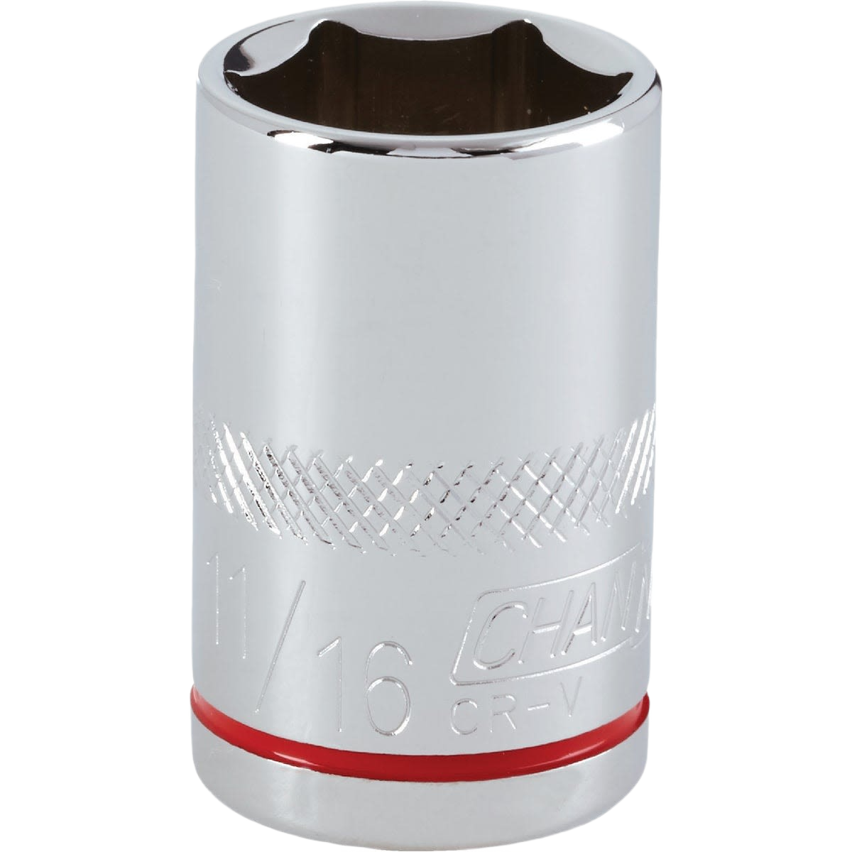 Chrome-finished 11/16 in. shallow 6-point socket with textured grip for hand tools and home improvement projects under $50