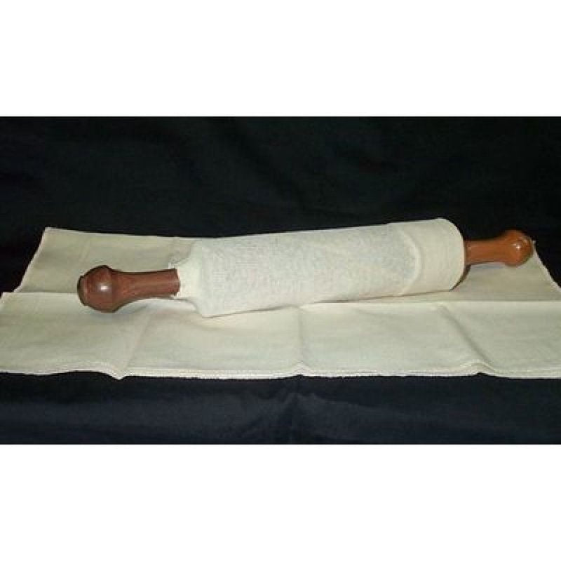 Natural cotton pastry cloth and wooden rolling pin cover set for baking and home improvement tasks