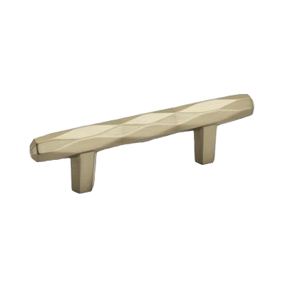 Golden champagne cabinet pull with faceted design for home improvement and tools use