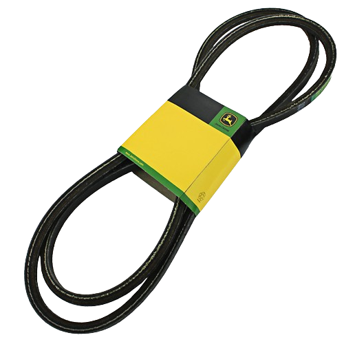 Black drive belt with yellow and green John Deere branded packaging for automotive and mechanic tools collections