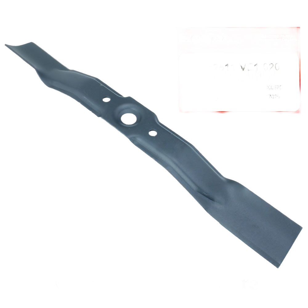 Metal rotary mower blade with mounting hardware in packaging for Honda lawn mower parts and lubricants under $50
