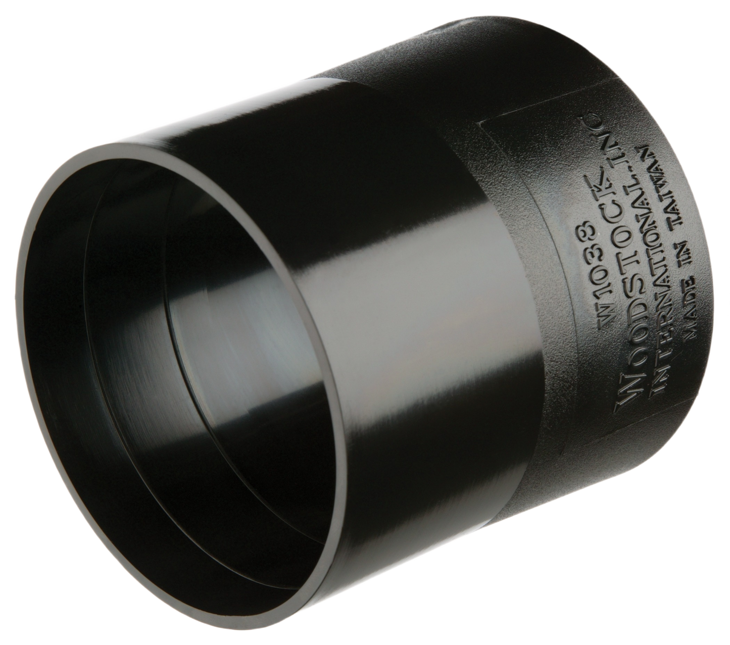 Black plastic hose quick disconnect adapter for 4-inch dust collection systems in woodworking tools and home improvement collections