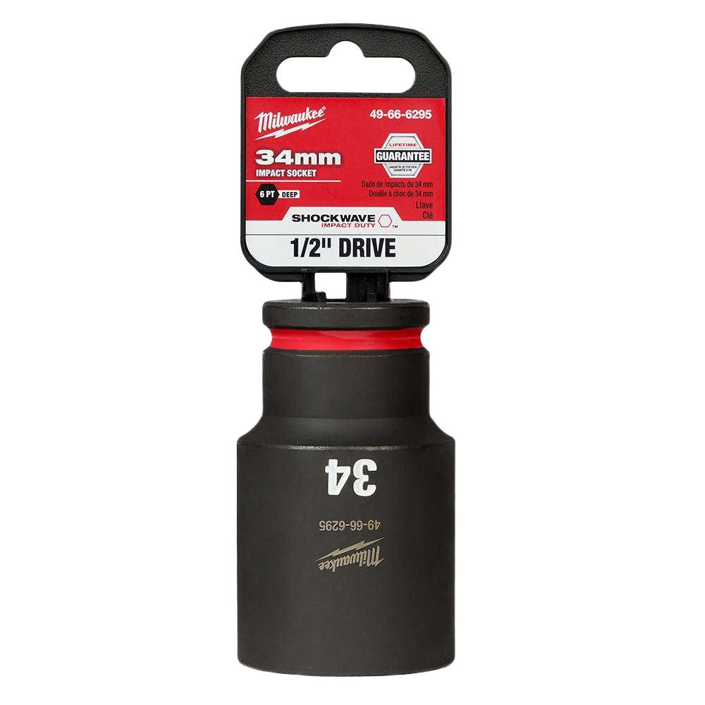 34-mm deep impact socket with 1/2 inch drive, forged steel for durable home improvement and woodworking tools use