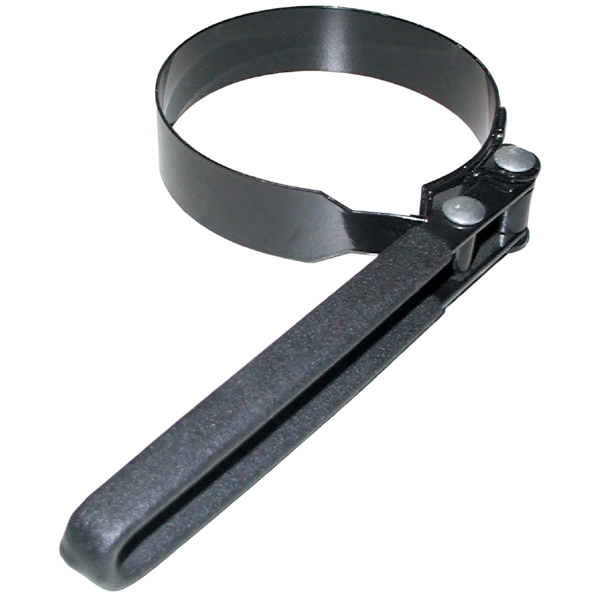 Vinyl coated steel oil filter wrench with adjustable band for automotive fluid maintenance and tool use