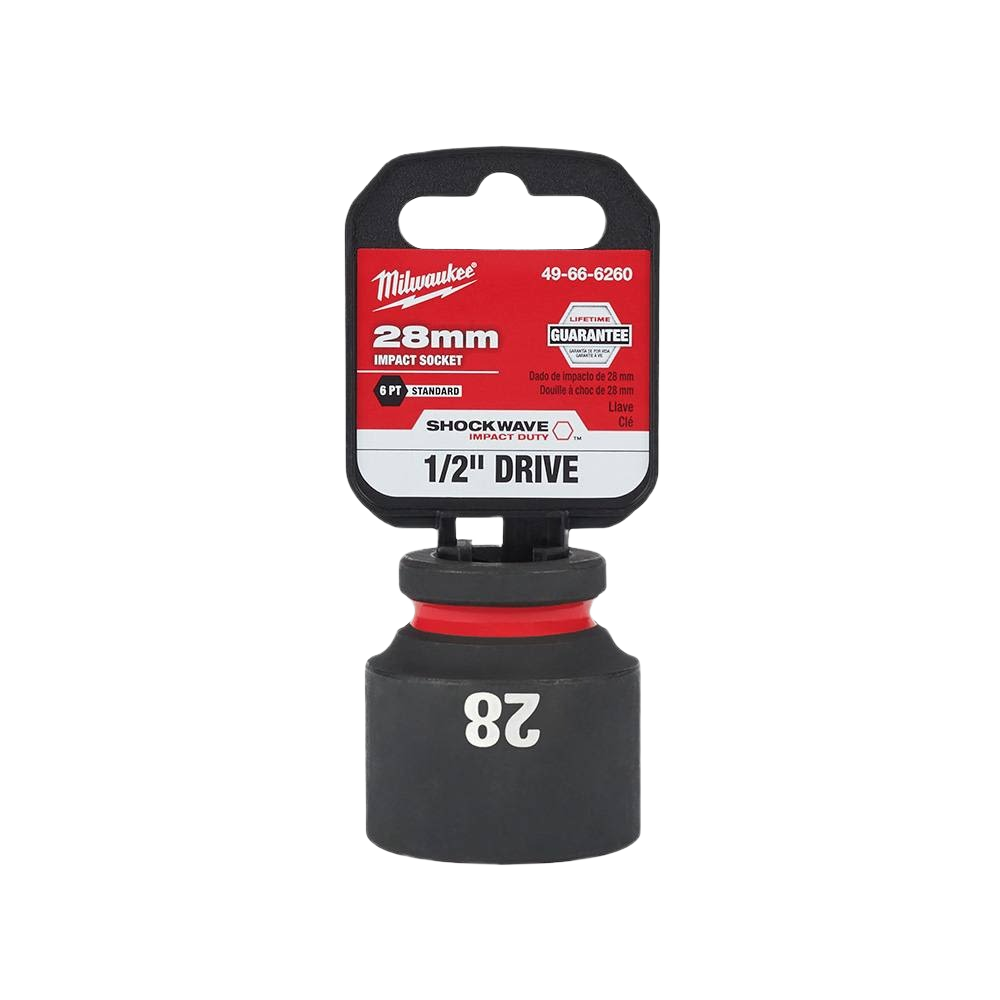 28mm 6-point impact socket with 1/2" drive for heavy-duty woodworking and home improvement hand tools under $50