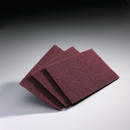 Set of three maroon abrasive sanding pads ideal for fine finishing in home improvement and paint supplies collections