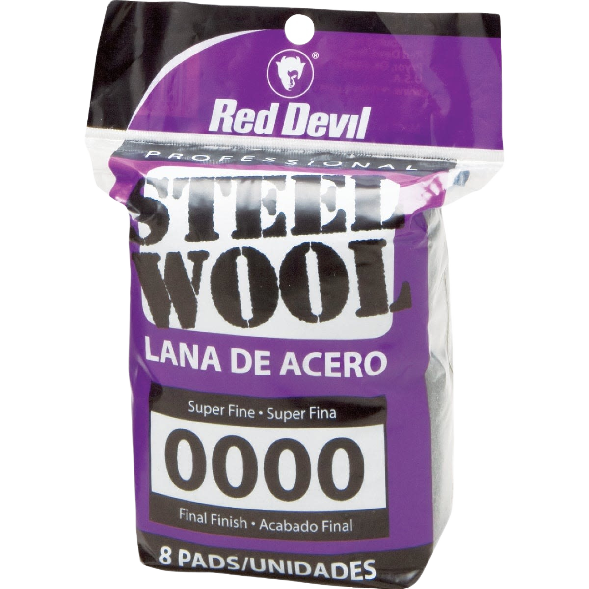 Package of super fine steel wool pads with purple and black labeling for tools and home improvement use