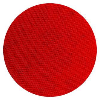 Red 5-inch 400-grit sanding disc with mesh surface and connection pad for power tools in abrasives and tool accessories collections
