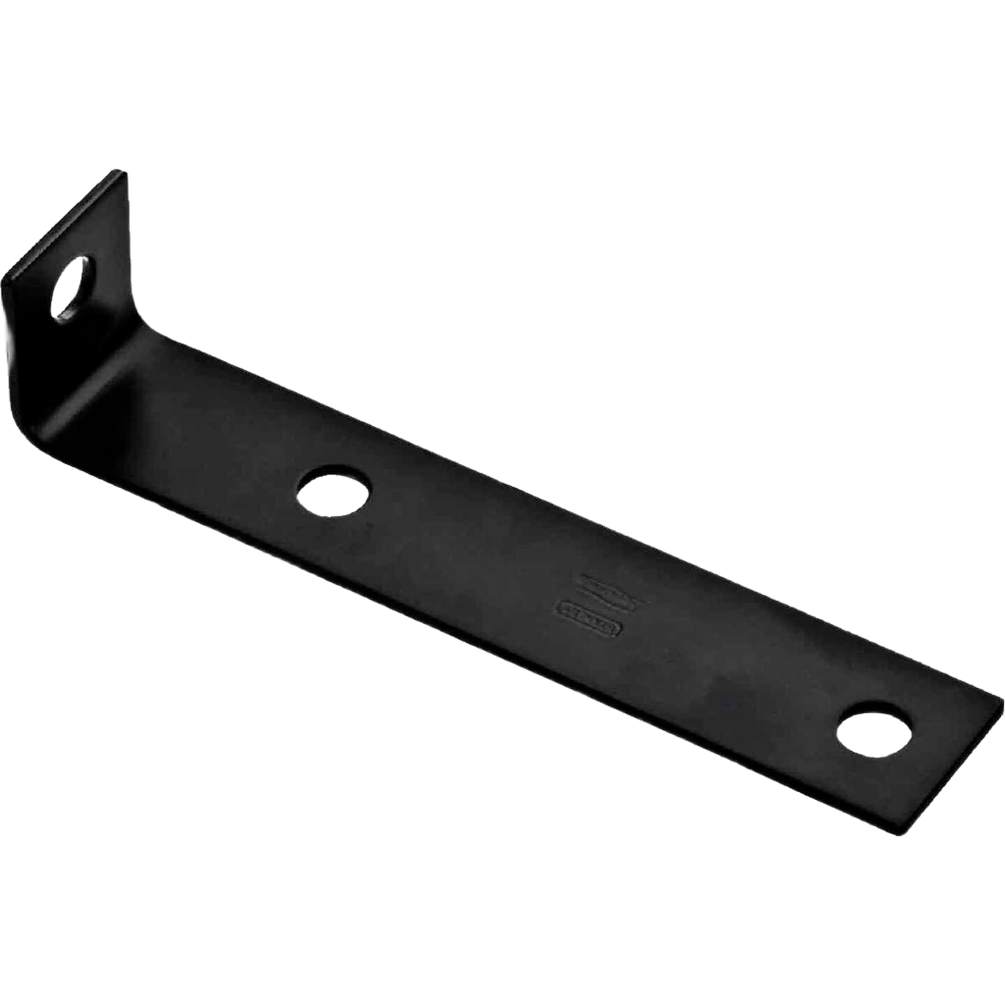 Black heavy-duty offset leg corner brace with mounting holes for building hardware and lumber support applications