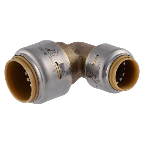 Push-to-connect reducing elbow fitting in brass and stainless steel for plumbing in pipes & fittings collection under $50