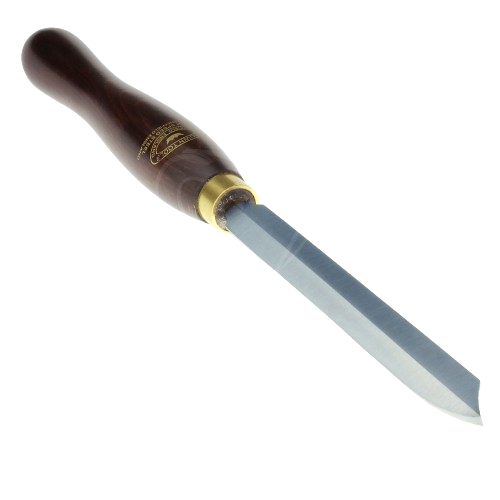 Woodturning parting tool with polished metal blade and dark wooden handle, ideal for woodworking under $100 collection.