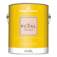 Quart can of Benjamin Moore Regal Select flat finish interior paint for walls and ceilings in home improvement collections