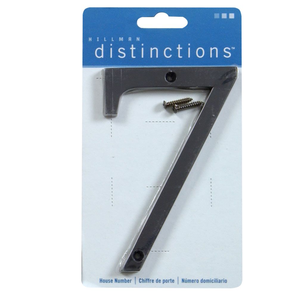 Black flush mount house number 7 with screws in branded packaging for tools and home improvement projects