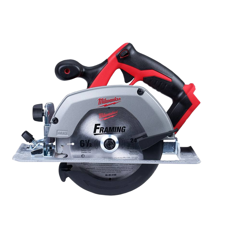 Cordless circular saw with 6-1/2 inch blade and ergonomic handle for framing and woodworking power tool use