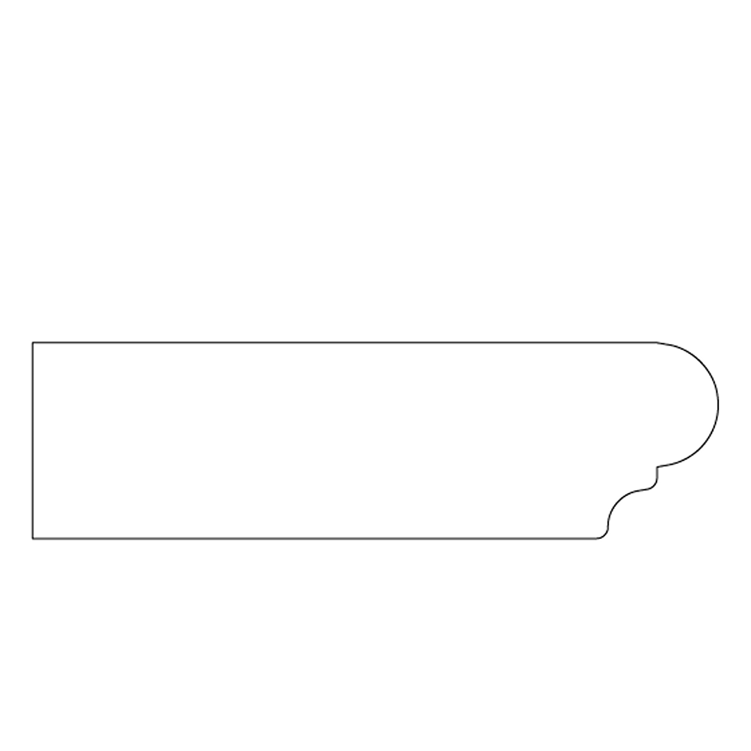 Profile view of a precision-milled poplar wood molding for use in home improvement and millwork projects