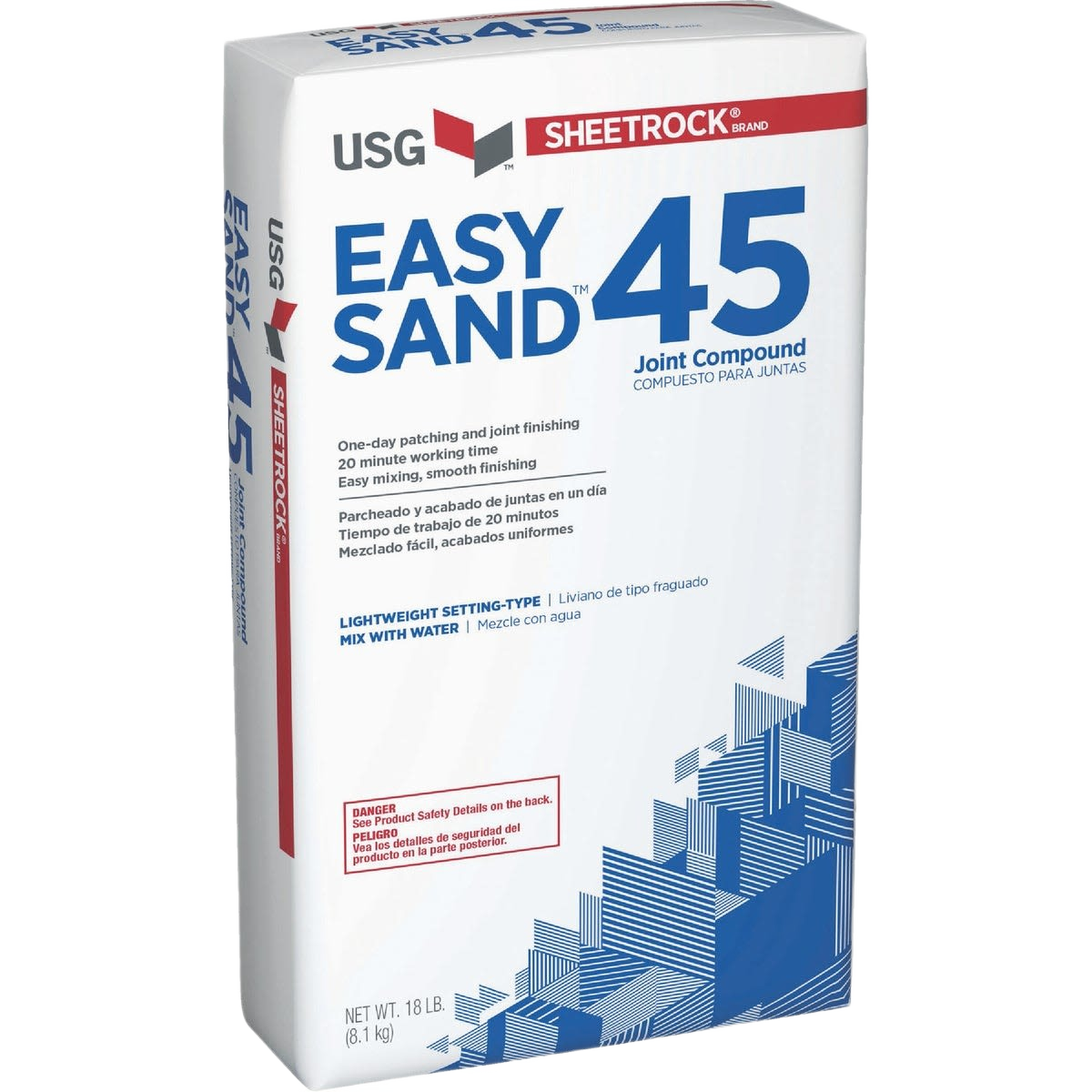 Sheetrock Easy Sand 45 Lightweight Setting Type Drywall Joint Compound, 18 lb