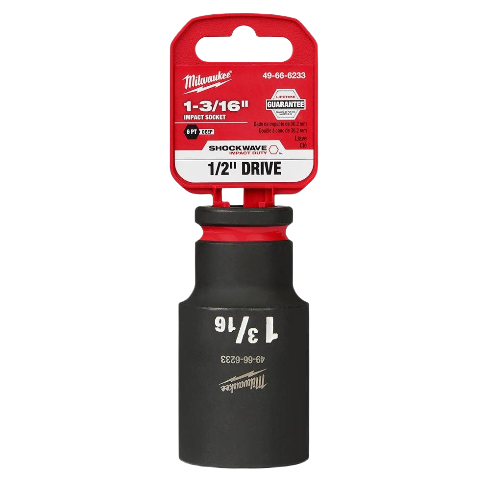 Milwaukee SHOCKWAVE 1-3/16 inch deep 6-point impact socket for hand tools in woodworking and home improvement collections