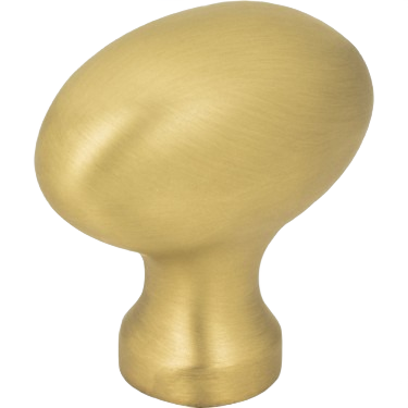 Brushed gold cabinet knob with a smooth football shape for furniture hardware and home improvement under $50