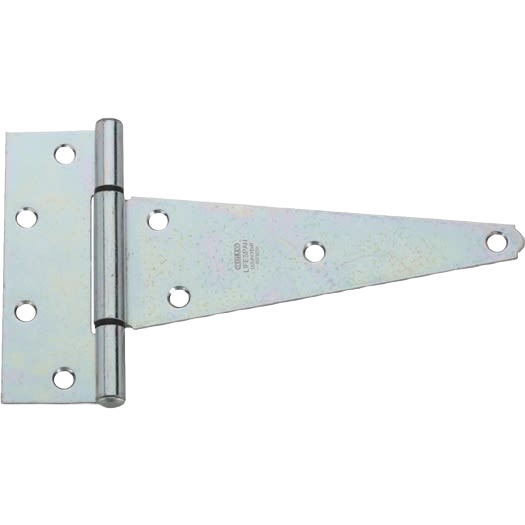 8-inch zinc-plated steel heavy-duty tee hinge for durable doors and gates in home improvement projects