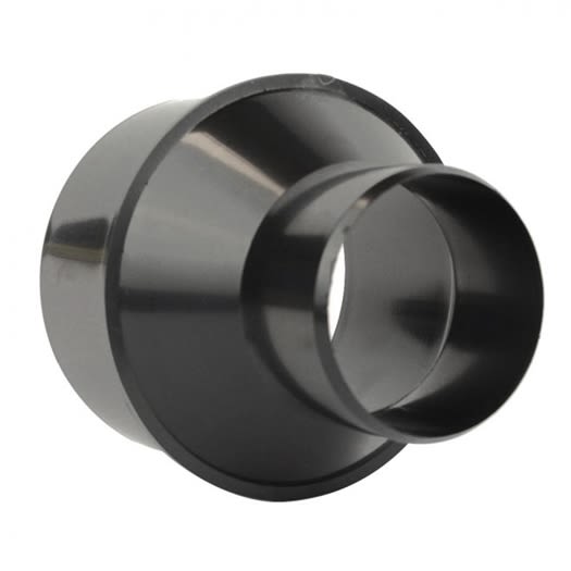 Black tapered adapter for home improvement projects and tool fittings with a smooth finish