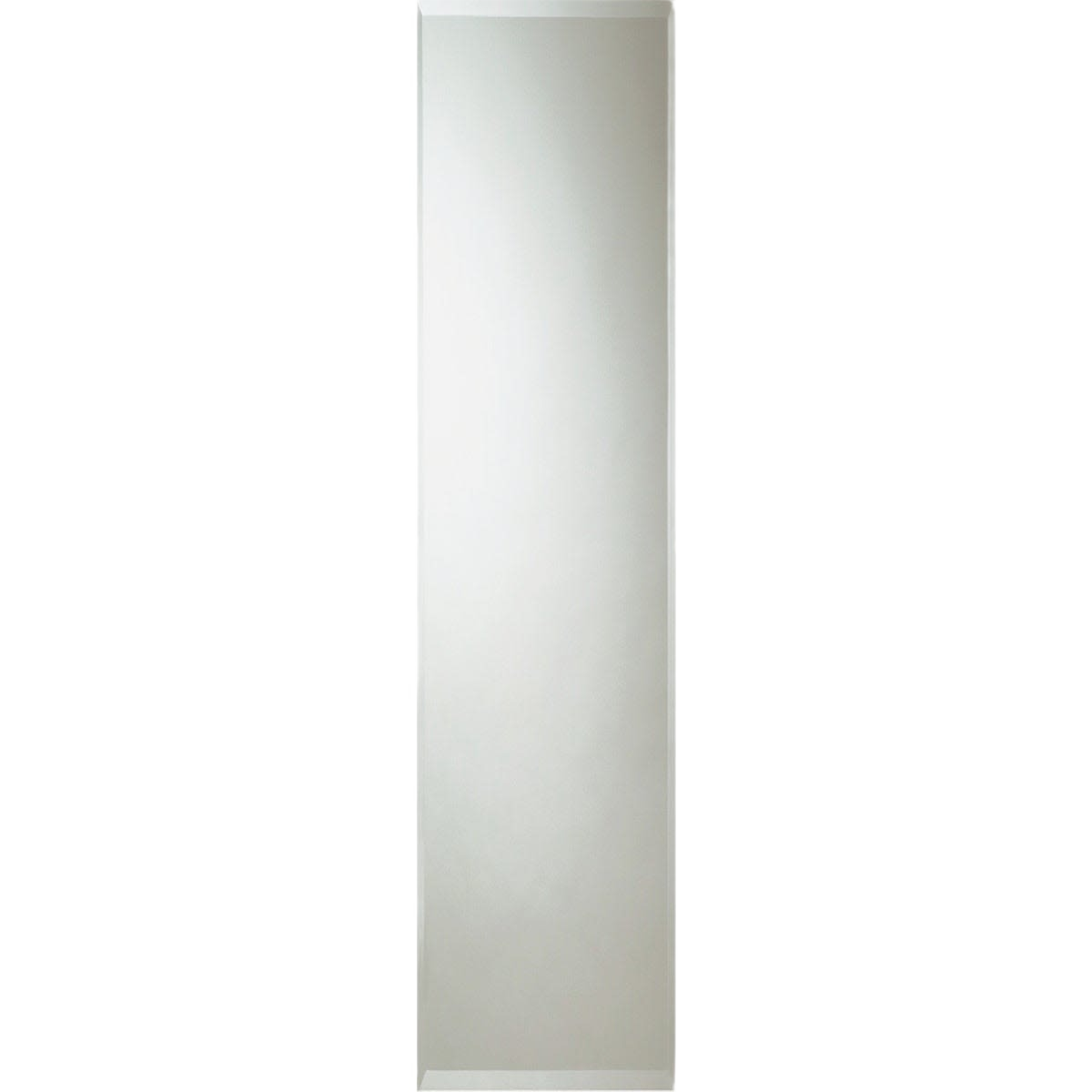 Tall frameless wall mirror with beveled edges for home improvement and interior decor use