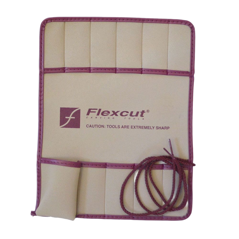 Beige and purple cloth tool roll with 11 pockets for carving tools in woodworking and home improvement collections under $50