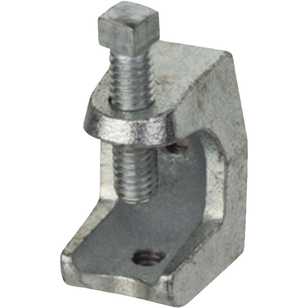 Electroplated zinc iron beam clamp with adjustable bolt for electrical and home improvement applications