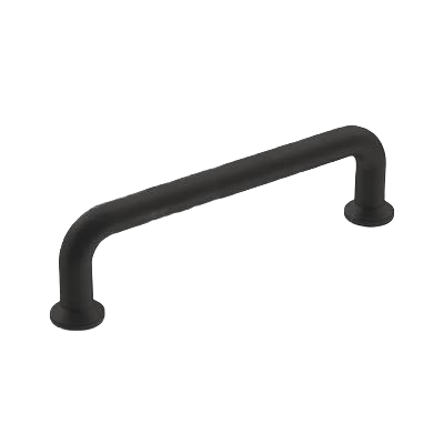 Matte black cabinet pull with curved wire design and pedestal feet for furniture and hardware upgrades under $50