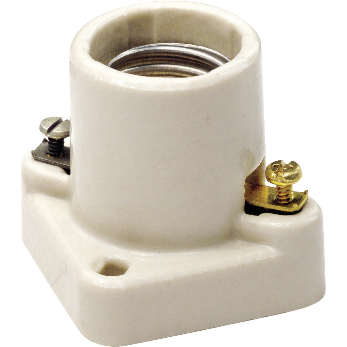 Ceramic cleat-type lampholder socket with mounting holes for medium base bulbs in electrical and lighting projects under $50