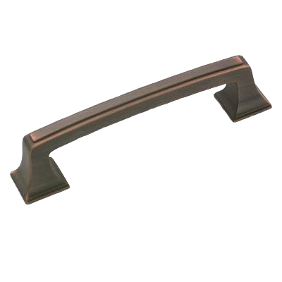 Oil-rubbed bronze cabinet pull with 3-3/4" center-to-center spacing from hardware and furniture accessories collections
