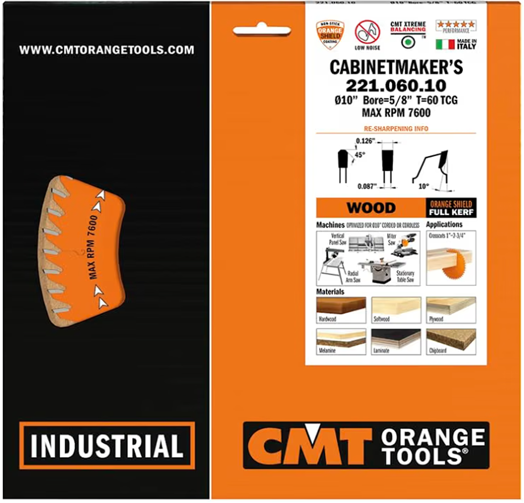 CMT Orange Tools 10” 60T Cabinetmaker’s Saw Blade